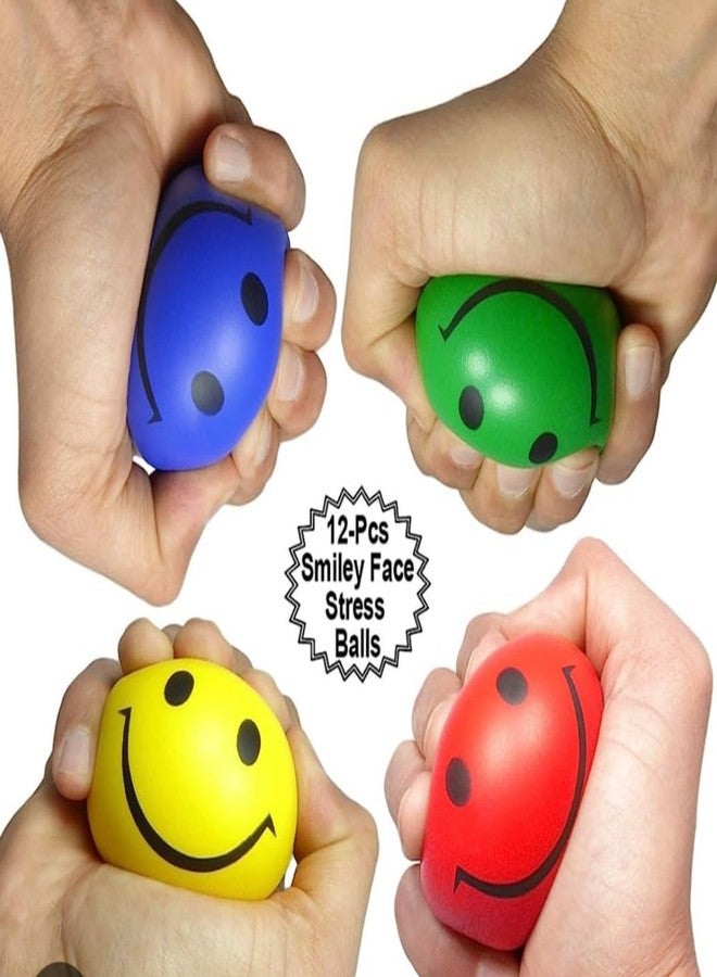 R.S Green Smile Funny Face Stress Balls, Mini Foam Balls, Happy Smile Stress Balls for School Carnival Reward, Party Bag Gift Fillers (Pack of 12 PCS) - Image 2